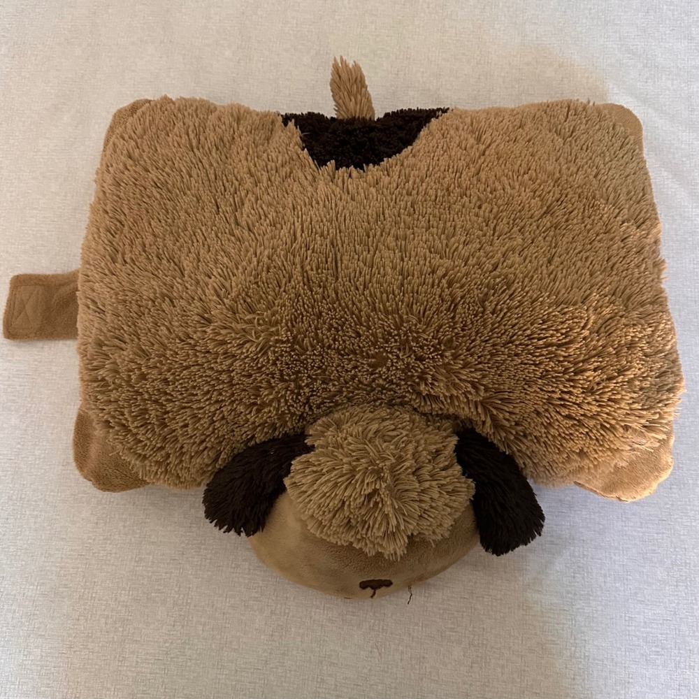 Pillow Pets Original Playful Puppy Brown Tan Dog Plush Folding Stuffed Animal 18